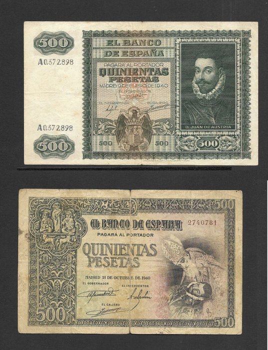 Spanien. - 2x 500 Peseta 1940-