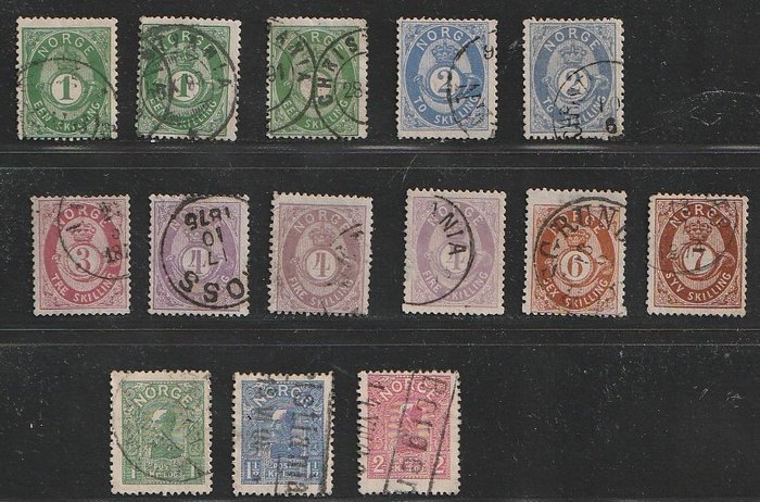 Norge 1878/1990 - Bedre værdier og komplette sæt - Michel 16a,b,c,17a,b, /21, 67/69