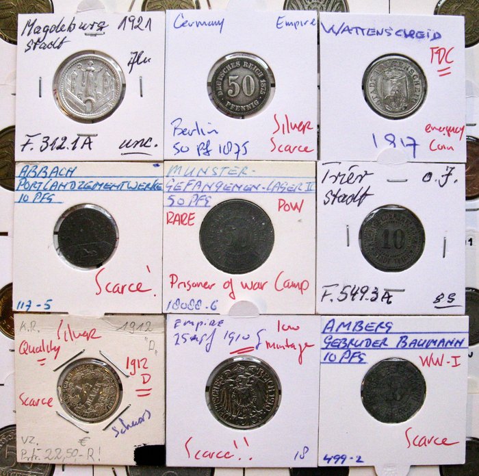 Tyskland. Extensive collection of 250+ various coins 1752-1998 including silver, Third Reich, German States, POW-camp  and more.  (Ingen mindstepris)