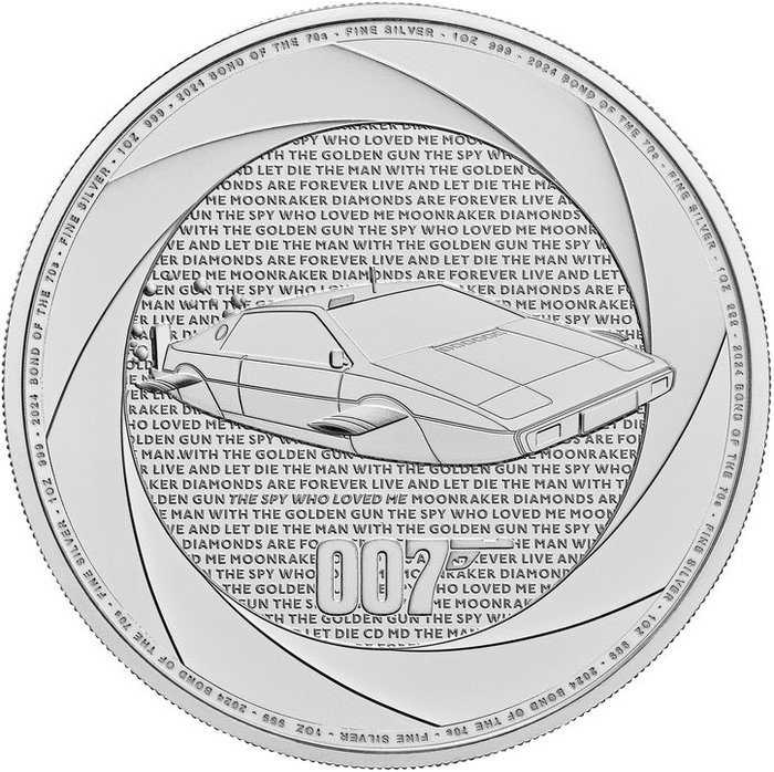 Storbritannien. 2 Pounds 2024 "James Bond - The Spy Who Loved Me" 1 Oz (.999)  (Ingen mindstepris)