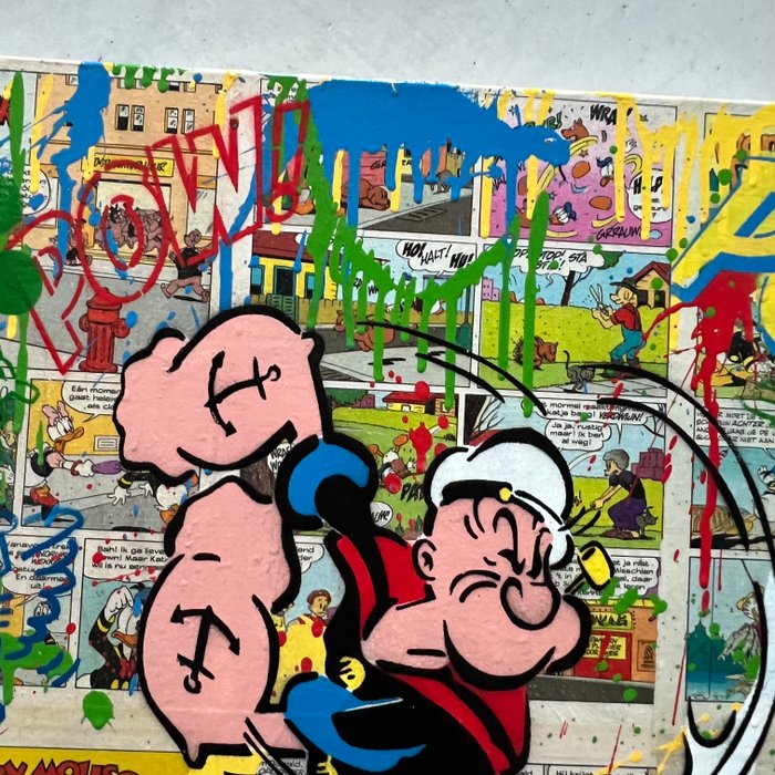 Koen Betjes (1992) - Popeye x Mickey Mouse x Streetart (canvas)