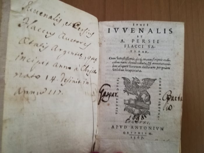 Iuvenalis e Persii Flacci - Iunii Iuvenalis et Auli Persii Flacci Satyrae. - 1567