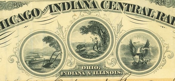 Amerikas Forenede Stater. - 100 Dollars - 1869 - Columbus Chicago Indiana Central Railway  (Ingen mindstepris)