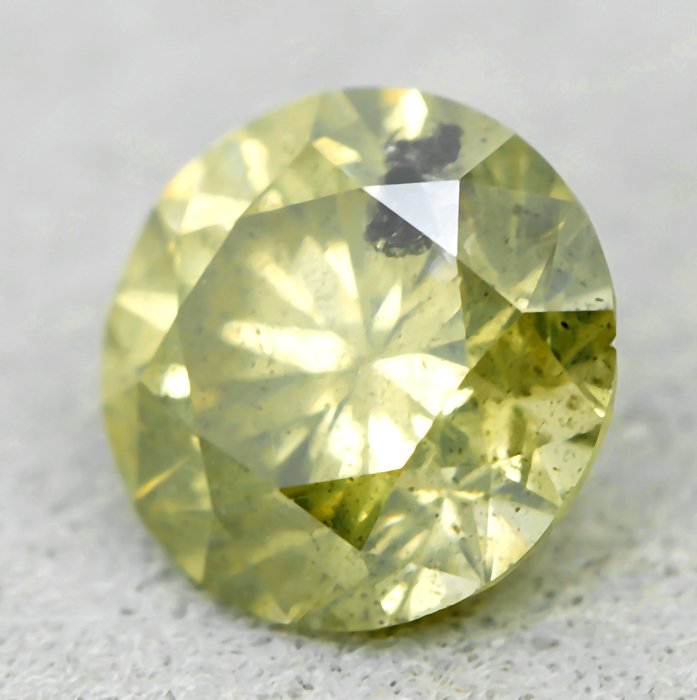 Ingen mindstepris - 1 pcs Diamant  (Naturfarvet)  - 0.38 ct - Fancy intense Grønlig Gul - I2 - Gem Report Antwerp (GRA)