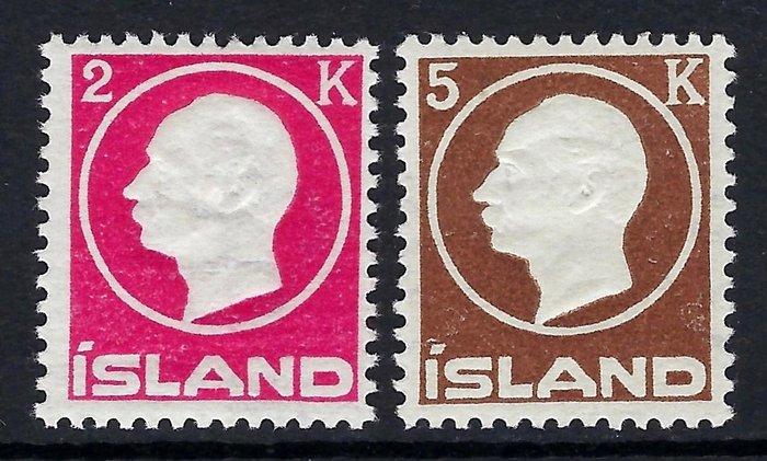 Island 1912 - Frederic VIII 2k  5k - Yvert Tellier N. 73/74