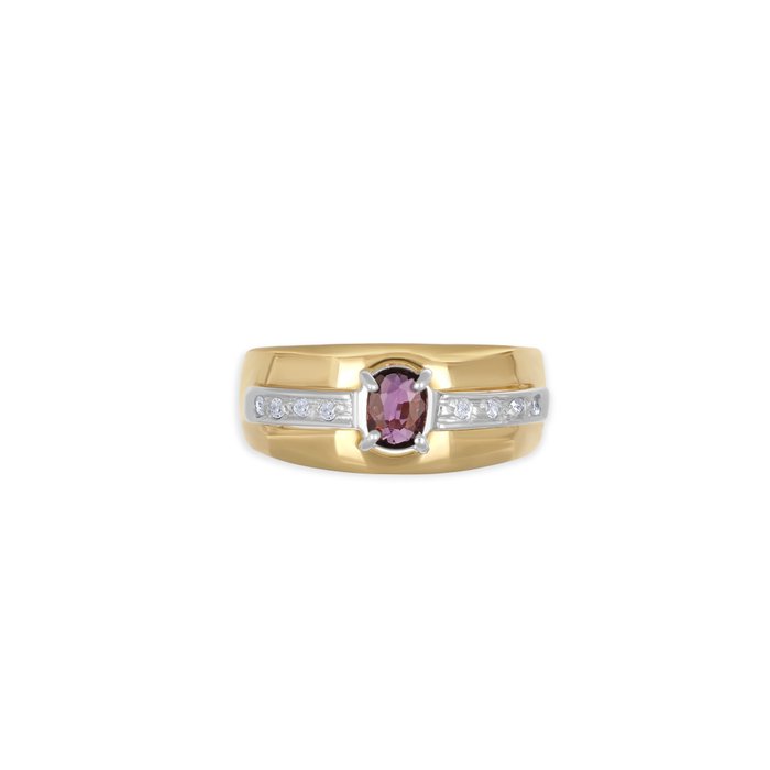 Ring - 18 kraat Gulguld Hvidguld -  046ct tw Rubin - Diamant