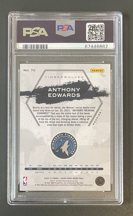 2017  2020 - Spectra  Court Kings - Jayson Tatum  Anthony Edwards Rookie - PSA 9  10 - 2 Graded card