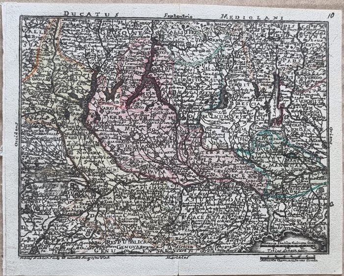 Italien - Kort; Tobias Conrad Lotter (1717-1777) - Lobeck Tobias (notizie 1730-1750) - Carta Geografica "Nord Italia" - Ducatus Mediolani - 1751-1760