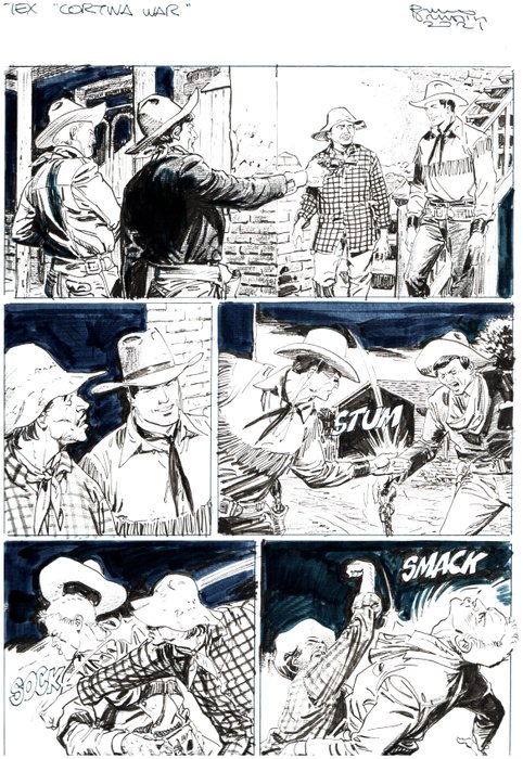 Brindisi, Bruno - 3 Original page - Tex Willer #43 - "i cavalieri del Cerchio d'Oro" - 2022