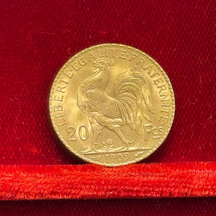 6,45 grams - Guld 900 - 20 Francs Coq / Marianne - Præget bar