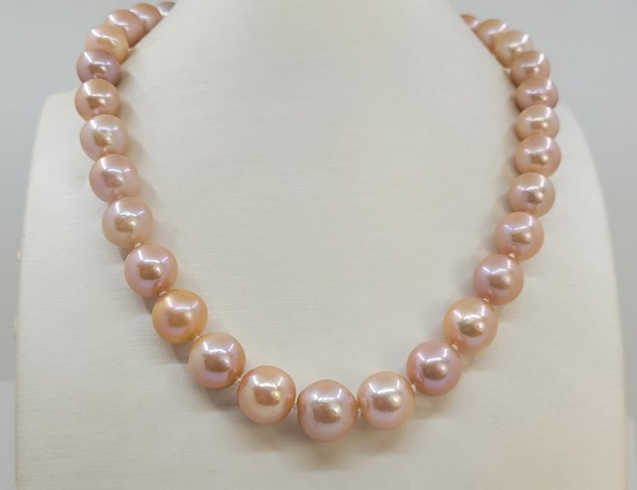 Ingen mindstepris - Halskæde Stor størrelse - 11x135 mm Pink Edison Pearls