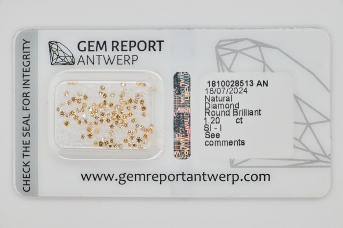 Ingen mindstepris - 1 pcs Diamant  (Naturfarvet)  - 120 ct - Rund Blandet gul - I3 SI1 - Gem Report Antwerp (GRA)