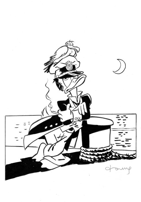 Tony Fernandez - Donald Duck Inspired by Hugo Pratt's Corto Maltese - Original Drawing