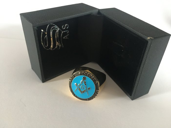 Masonic Blue Lodge Free  Accepted Mason Honor 24kt forgyldt - Ring