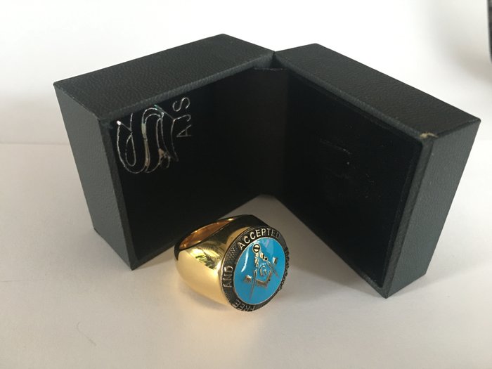 Masonic Blue Lodge Free  Accepted Mason Honor 24kt forgyldt - Ring