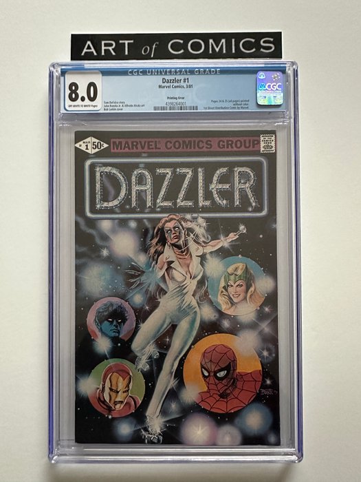 Dazzler #1 - 1st Direct Distribution Comic By Marvel - Rare Printing Error Copy - CGC Graded 8.0 - 1 Graded comic - Første udgave - 1981