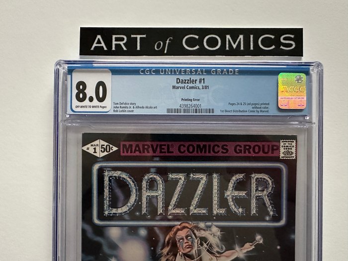 Dazzler #1 - 1st Direct Distribution Comic By Marvel - Rare Printing Error Copy - CGC Graded 8.0 - 1 Graded comic - Første udgave - 1981