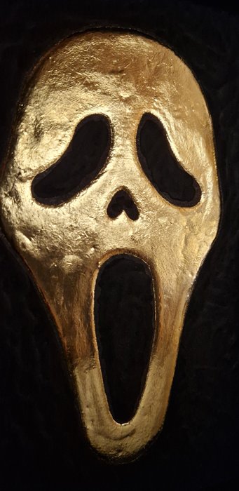 Udstillingsramme- Scream maske i 23 karat guld  - forgyldt i ramme limited edition