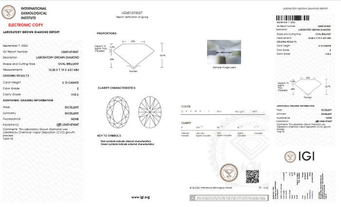 Ingen mindstepris - Forlovelsesring - 14 karat Gulguld -  2.12ct. tw. Diamant (Laboratoriedyrket) - E VVS2 IGI-certificeret