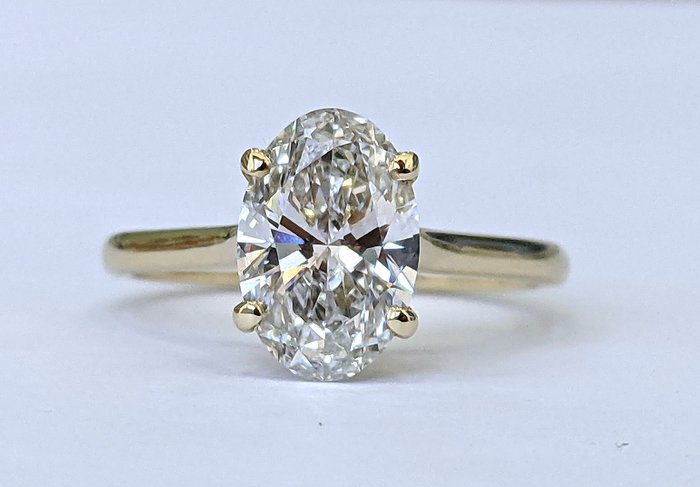 Ingen mindstepris - Forlovelsesring - 14 karat Gulguld -  2.11ct. tw. Diamant (Laboratoriedyrket) - E VVS2 IGI-certificeret