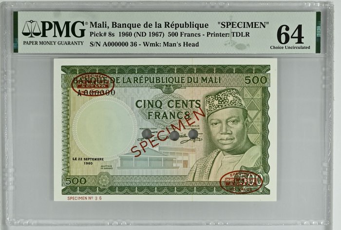 Mali. - 500 Francs - ND (1967) - Specimen - Pick 8s