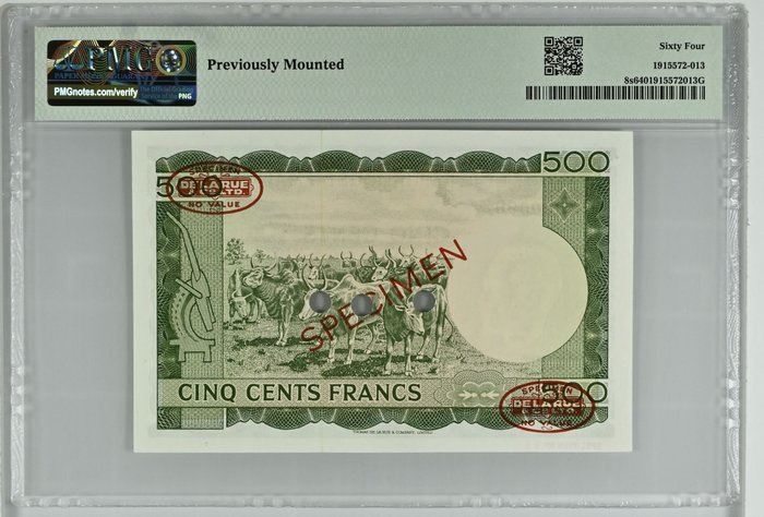 Mali. - 500 Francs - ND (1967) - Specimen - Pick 8s