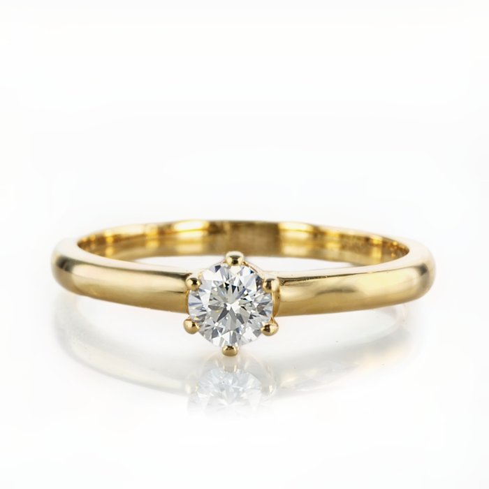 Forlovelsesring - 14 karat Gulguld -  0.39ct. tw. Diamant (Natur)