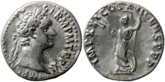 Romarriket. Domitian (AD 81-96). Denarius minted in Rome, 92. IMP XXI•COS XVI CENS P P P Minerva  (Ingen mindstepris)