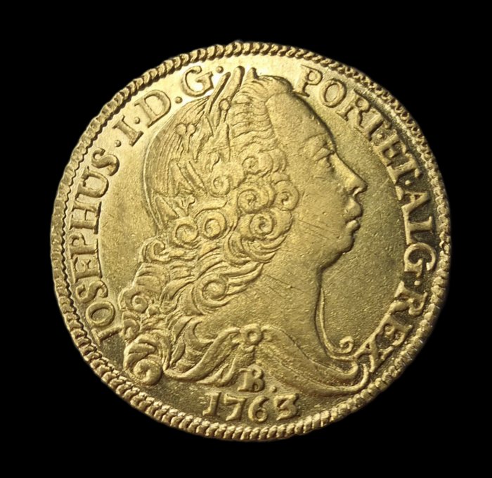 Brasilien (Kolonial) D José I (1750-1777) Peça (6400 Reis) 1763 B - Bahia - Data Emendada (3 sob 2) - Escassa