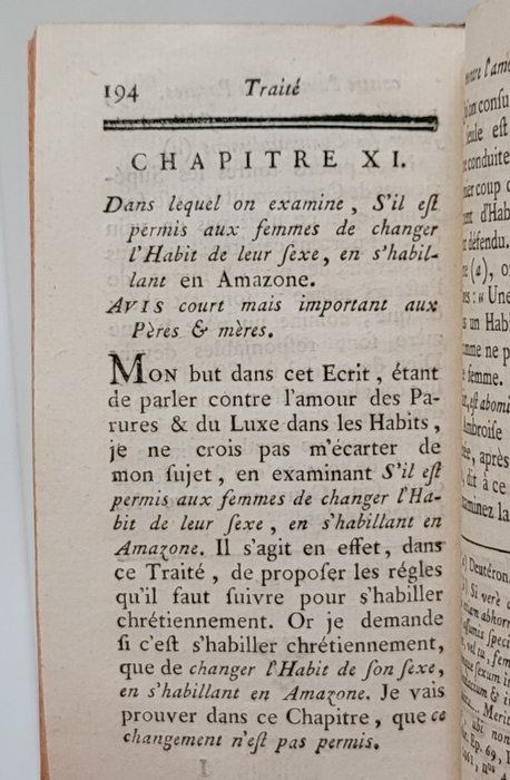 François-Louis Gauthier - Traité contre l'Amour des Parures et le Luxe des Habits - 1780