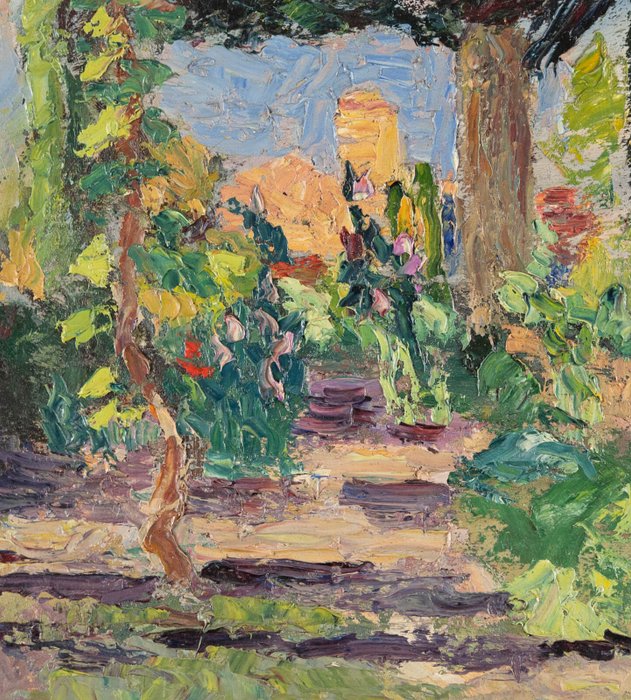 Abel Lauvray (1870-1950) - Vue sous les arbres, Villeneuve-les-Avignons