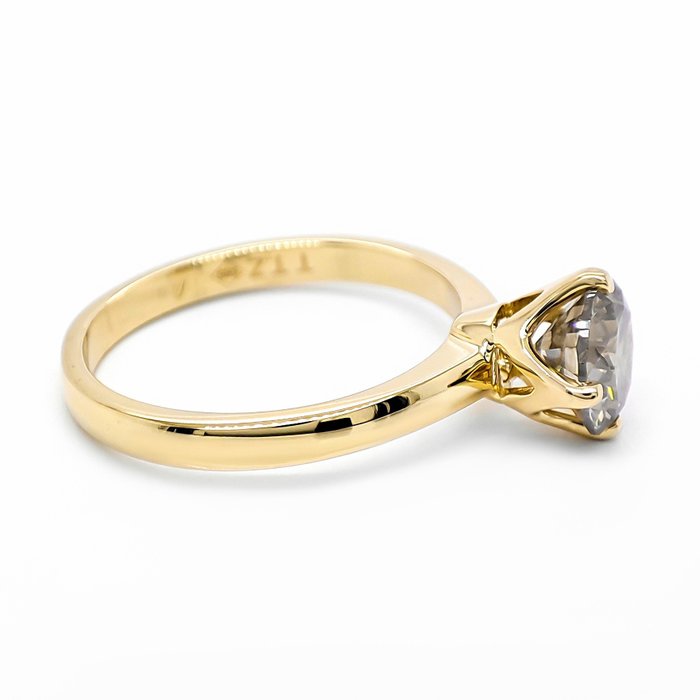 Ring - 14 karat Gulguld -  1.33ct. tw. Grå Diamant (Naturfarvet)