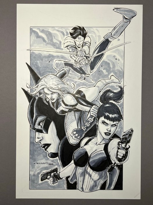 Molenaar, Romano - 1 Original drawing - Birds of Prey - All 4 Female Heroes - 2018