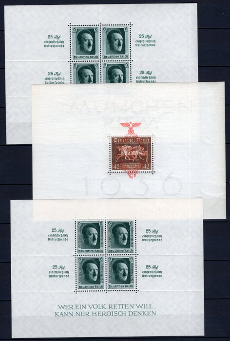 Tyske Kejserrige 1937 - Komplet årgang med alle blokke **/MNH - Michel 643/659