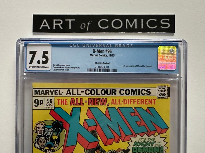 X-Men #96 -  1st Appearance Moira MacTaggert - CGC Graded 7.5 - Rare UK Edition - 1 Graded comic - Første udgave - 1975