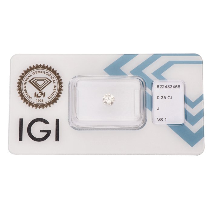 Ingen mindstepris - 1 pcs Diamant  (Natur)  - 0.35 ct - Rund - J - VS1 - International Gemological Institute (IGI)