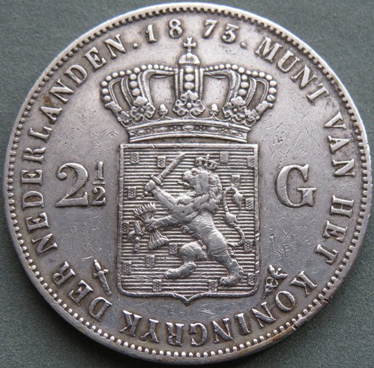 Holland. Willem III (1849-1890). 2 1/2 Gulden 1873  (Ingen mindstepris)