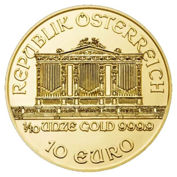 Østrig. 1/10 oz €10 EUR Gold Philharmonic Coin (Random Years)