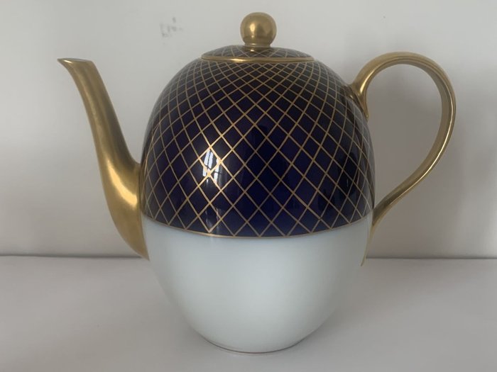 Richard Ginori - Kaffekande - stunning gold cobalt net pattern 1930-50 - Porcelæn