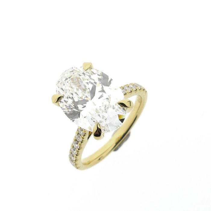 Ring - 18 kraat Gulguld -  6.28ct. tw. Diamant (Laboratoriedyrket) - Diamant