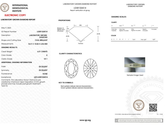 Ring - 18 kraat Gulguld -  6.28ct. tw. Diamant (Laboratoriedyrket) - Diamant