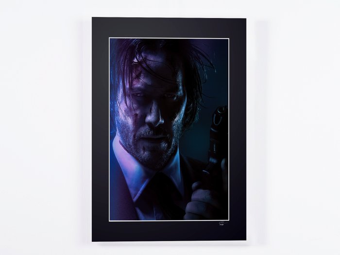 Keanu Reeves as « John Wick » - Fine Art Photography - Luxury Wooden Framed 70X50 cm - Limited Edition Nr 01 of 30 - Serial ID - Original Certificate (COA) Hologram Logo Editor and QR Code - 100% New items