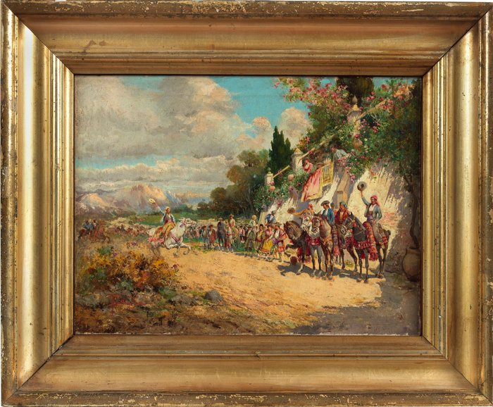 Riccardo Pellegrini (1863-1934) - Festa spagnola prima della corrida