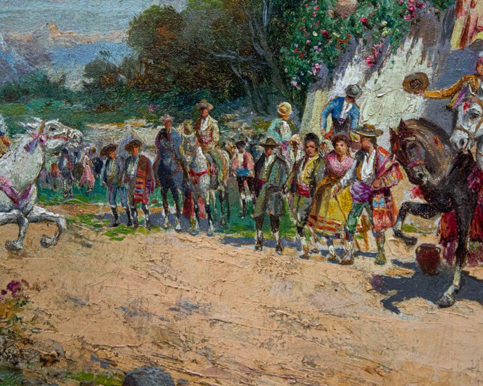 Riccardo Pellegrini (1863-1934) - Festa spagnola prima della corrida