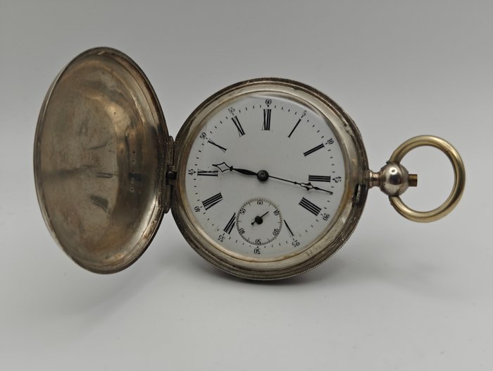 A Genve - silber Savonnette - arabische/römische Zahlen - Taschenuhr - 1850-1900