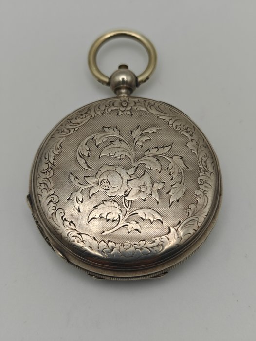 A Genve - silber Savonnette - arabische/römische Zahlen - Taschenuhr - 1850-1900