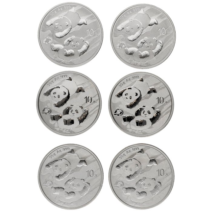 Kina. 10 Yuan 2022 "Panda" (6 stuks)