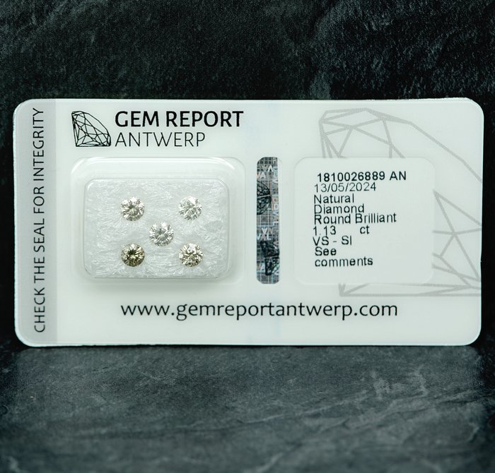 5 pcs Diamant  (Natur)  - 113 ct - SI1 VS1 - Gem Report Antwerp (GRA)