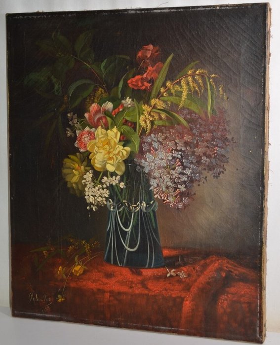 Pauline Petit XXe - Nature morte au bouquet de fleurs