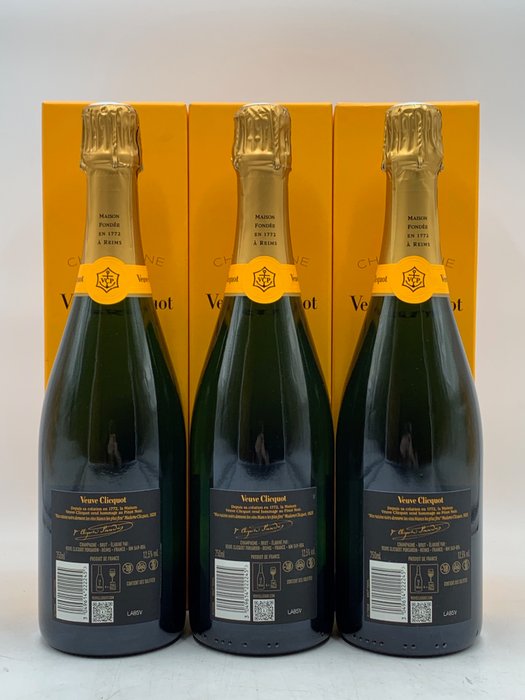 Veuve Clicquot - Champagne Brut - 3 Flasker (0,75 L)